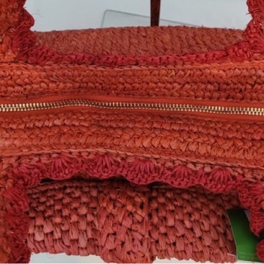 Kate Spade Raffia Bow Tote Bag Red NWT - Picture 12 of 15